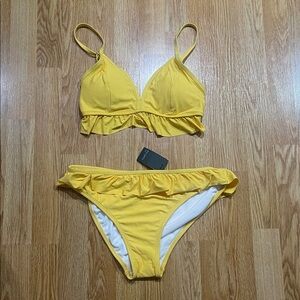 Free Press Yellow Ruffle Bikini Set